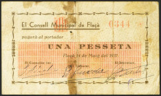 FLAÇA (GERONA). 1 Peseta. 14 de Mayo de 1937. (González: 7880). BC.