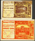 FLAÇA (GERONA). 25 Céntimos y 50 Céntimos. 27 de Septiembre de 1937. (González: 7881/82). Serie completa. MBC/BC.