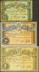 FONTS DE SACALM (GERONA). 25 Céntimos, 50 Céntimos y 1 Peseta. 12 de Mayo de 1937. Series C, B y A, respectivamente. (González: 7912/14). Serie comple...