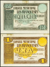 LES TRANQUESES DEL VALLES (BARCELONA). 50 Céntimos y 1 Peseta. 5 de Junio de 1937. (González: 7930, 7931). MBC.