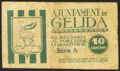 GELIDA (BARCELONA). 10 Céntimos. 12 de Marzo de 1937. Serie A. (González: 8015). MBC.