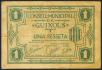 GUIXOLS (GERONA). 1 Peseta. 1 de Marzo de 1937. (González: 8182). MBC.
