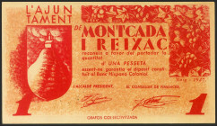 MONTCADA I REIXAC (BARCELONA). 1 Peseta. Mayo 1937. (González: 8775). SC.