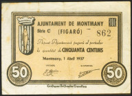 MONTMANY (BARCELONA). 50 Céntimos. 1 de Abril de 1937. (González: 8801). MBC+.