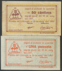 PENEDES DEL LLOBREGAT (BARCELONA). 50 Céntimos y 1 Peseta. Mayo 1937. Serie A y B, respectivamente. (González: 9229/30). MBC+/EBC.
