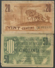 POBLA DE SEGUR (LERIDA). 20 Céntimos y 50 Céntimos. 6 de Julio de 1937. (González: 9339, 9340). BC.