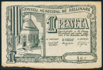 RELLINARS (BARCELONA). 1 Peseta. 1 de Septiembre de 1937. (González: 9546). Muy raro. MBC.