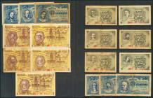 Conjunto de 17 billetes de los 19 conocidos de la emisión de personajes de Reus (Tarragona), emitidos el 14 de Abril de 1937. (Gonzalez: 9548/66). A E...