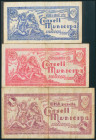 RIBARROJA D´EBRE (TARRAGONA). 25 Céntimos, 50 Céntimos y 1 Peseta. (1938ca). (González: 9606/08). El 1 Peseta raro. MBC.