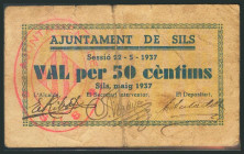 SILS (GERONA). 50 Céntimos. Mayo 1937. (González: 10011). BC.