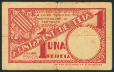 TEIA (BARCELONA). 1 Peseta. (1938ca). (González: 10124). Inusual. BC.