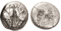 LESBOS , billon Diobol or 1/12 Stater, 1.22 gms, c.500-450 BC, 2 boar hds face-t...