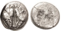 LESBOS , billon Diobol or 1/12 Stater, 1.22 gms, c.500-450 BC, 2 boar hds face-to-face. LES above/incuse square, S3488 (£140); VF, well centered & str...