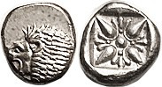 MILETOS , 1/12 Stater, 6th cent BC, Lion forepart, head l./ star pattern in squa...