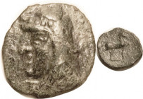 PARTHIA, Phriapatios (formerly Mithradates I), 185-170 BC, Æ16, Sellwood 8.2, Head l., in bashliq/Horse rt; VF, centered, sl rough but glossy dark gre...