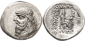 PARTHIA, Mithradates II, 123-88 BC, Drachm, Bust l./ Archer std r, Sellw.27.1; Superb EF, nrly centered, good bright metal, portrait detail ridiculous...
