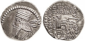 PARTHIA, Vologases III (now he wants to be called Pakoros I, with the pronoun "they"), 105-147 AD, Drachm, Sel. 78.5, Choice EF, usual low obv centeri...