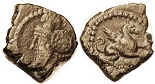 PARTHIA, Osroes I, Æ12, Sellw.80.29, bust left with big round hair bunch/griffin...