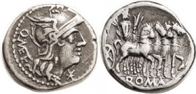 Q. Metellus, c.119-110 BC, Den., Cr.256/1, Sy.509, Roma head r/Jupiter in slow quadriga; Choice VF, obv a hair off-ctr, excellent metal with mellow to...