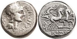 M. Cipius, Den, 115-114 BC, Cr.289/1, Sy.546, Roma head r/Victory in biga r; VF, nrly centered on usual smallish flan, excellent metal, nice for this ...