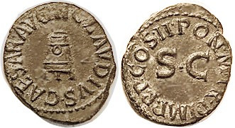 CLAUDIUS , Quadrans, modius/SC in lgnd (COS II), Choice EF, nrly centered with f...