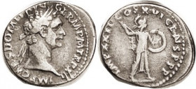 DOMITIAN , Den, IMP XXII etc, Minerva stg r; AVF/F, I might not have thought twice about this coin except that I have two exactly matching. Hence reve...