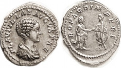 PLAUTILLA , Den, PROPAGO IMPERI, Ruler & wife clasping hands, Superb EF, well centered on large flan & sharply struck in all respects, good metal with...