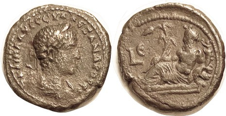 SEVERUS ALEXANDER, Egypt Tet, Nilus recl l, crowned by lotus, with hippo, LE; VF...