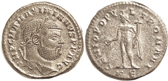 MAXIMIAN, Follis, GENIO POPVLI ROMANI, Genius stg l, KE; EF, perfectly centered ...