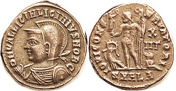 LICINIUS II , Æ3, helmeted bust left with spear & shield/IOVI CONSERVATORI, Jupi...