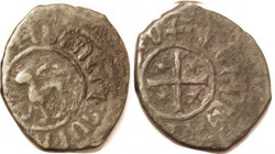 ARMENIA , Levon II, 1270-1289, Æ Kardez, Lion stg l/ cross & stars in circle; crude F, much off-ctr, medium brown, sl graininess. (A VF brought $189, ...