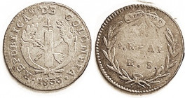 COLOMBIA , Real, 1833 RS, Nice VG+, ltly toned, very decent for these.