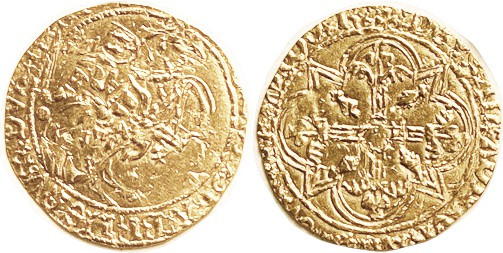 FRANCE , BRETAGNE (Brittany), GOLD Florin d'Or au Chevalier, Francois I-II, 1442...