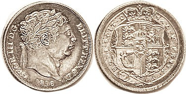 GREAT BRITAIN , George III, 6 Pence 1816, Nice EF, ltly toned. (An EF sold for $...