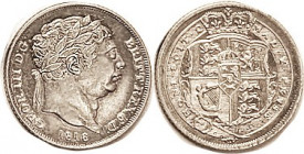 GREAT BRITAIN , George III, 6 Pence 1816, Nice EF, ltly toned. (An EF sold for $150, Davisson 12/09.)
