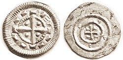 HUNGARY , Bela, 1131-41, Ar Denar, 12 mm, Geometric designs, Edh.53, Hu.102; Cho...