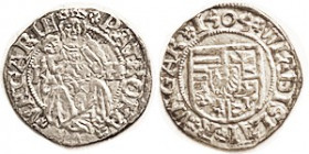 HUNGARY , Wladislaw, Ar Denar, 1505-KH, Madonna & child/shield, 15 mm, EF, centered, good strike for this, nice bright silver with lt tone.