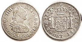 MEXICO , 1/2 Real 1802, Choice VF+, bright silver. (A VF+ brought $146, Aureo & Calico 6/21.)