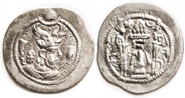 SASANIAN , Peroz, 457-84, Ar Drachm, crown with wings; VF, somewhat crude as typical, decent clear portrait, good bright silver. (A VF of the type sol...