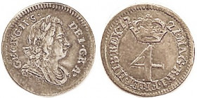 George I, 4 Pence, 1721, VF/AVF, good metal with medium toning, well struck, nice.