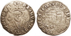 Enrique IV, "El Impotente," 1454-74, Ar Quartillo, 27 mm, Facing bust/castle, Jaen mint; Nice F-VF, good metal with deep tone, portrait fully clear. R...