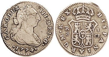 Charles III, Real, 1774 Seville-CF, Choice VF, excellent metal & detail, lt tone...