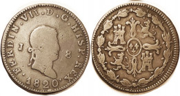 Ferdinand VII, 8 Maravedis, 1820 Jubia, nice bold VG+/F, medium brown. good medium brown surfaces.