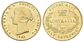 Australien Victoria, 1837-1901 1/2 Sovereign 1859, Sydney-Mint. 7,99 g. 917/1000. sehr selten in dieser Qualität fast unzirkuliert