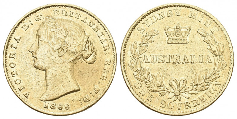 AUSTRALIEN. Victoria, 1837-1901. Sovereign 1866, Sydney. 7.98 g. Schl. 818. Fr. ...