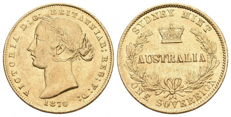 AUSTRALIEN. Victoria, 1837-1901.
Sovereign 1870, Sydney. 7.96 g. Schl. 822. Fr. ...