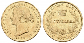 AUSTRALIEN. Victoria, 1837-1901.
Sovereign 1870, Sydney. 7.96 g. Schl. 822. Fr. 10. Sehr schön / Very fine.