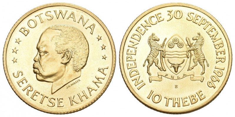 BOTSWANA Republic 1966-. 10 Thebes 1966. Independence. 11,34 g. Fr. 1. Uncircula...