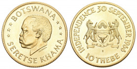 BOTSWANA Republic 1966-. 10 Thebes 1966. Independence. 11,34 g. Fr. 1. Uncirculated