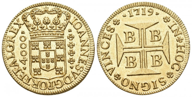 Brasilien Joao VI. 1707 - 1750 4000 Reis 1719 B Bahia Friedberg 30 10,72g fast F...